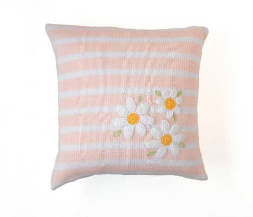 Pink Daisy Baby or Child's Pillow, Handmade, Fair Trade