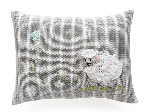 Grey Mini Lamb Baby Pillow, Handmade, Fair Trade