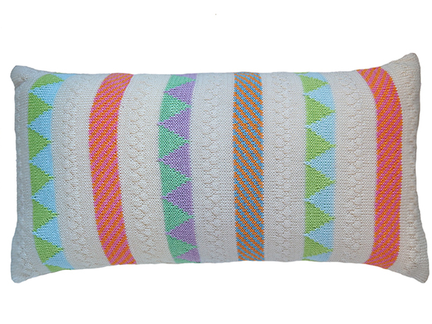 10x20 Hand Knit Pastel striped Baby Pillow, Fair Trade