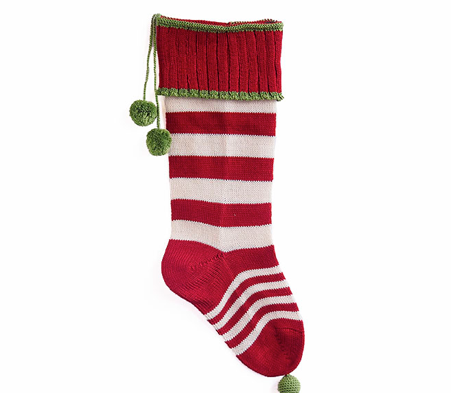 Hand Knit Red Stripe Christmas Stocking, Fair Trade, Support Women in Armenia