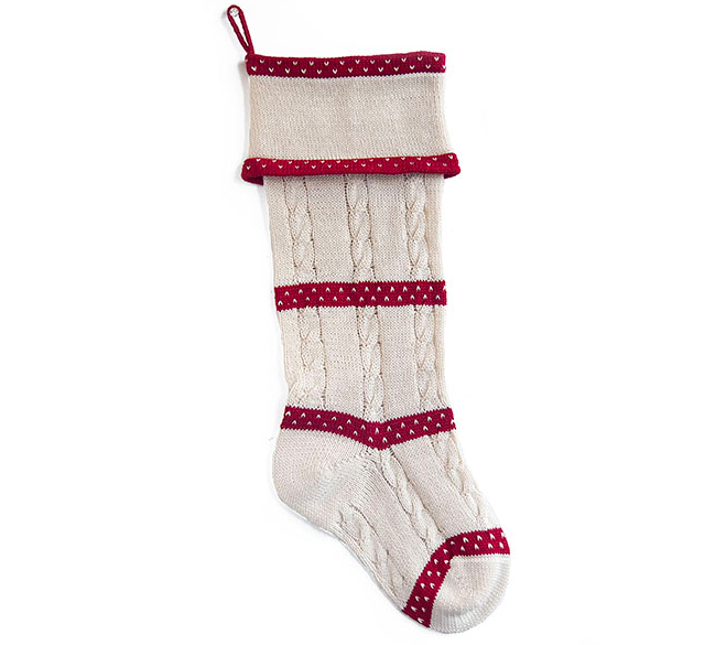 Hand Knit Cable Christmas Stocking, Fair Trade, Support Women in Armenia