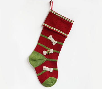 Hand Knit Dog Bone Christmas Stocking, Fair Trade, Armenia