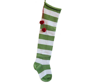 Hand Knit Long Stripe Christmas Stocking, Fair Trade