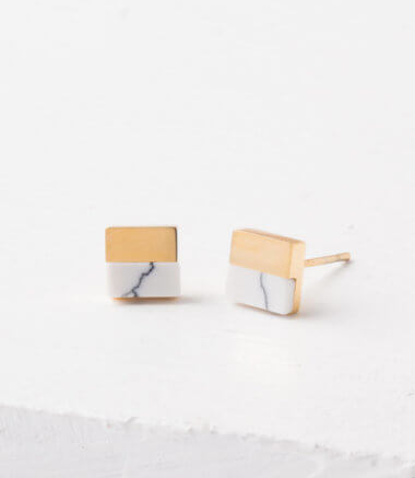 White Turquoise Howlite Stud Earrings, Give freedom & create careers for exploited girls & women!
