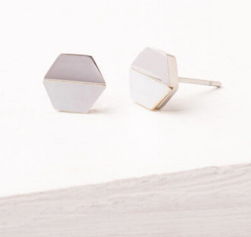 Mother of Pearl Stud Hexagon Earrings, Give freedom & create careers for exploited girls & women!
