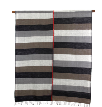 Ethiopian Grey & Black Cotton Throw or Tablecloth, Fair Trade, Eco-Friendly