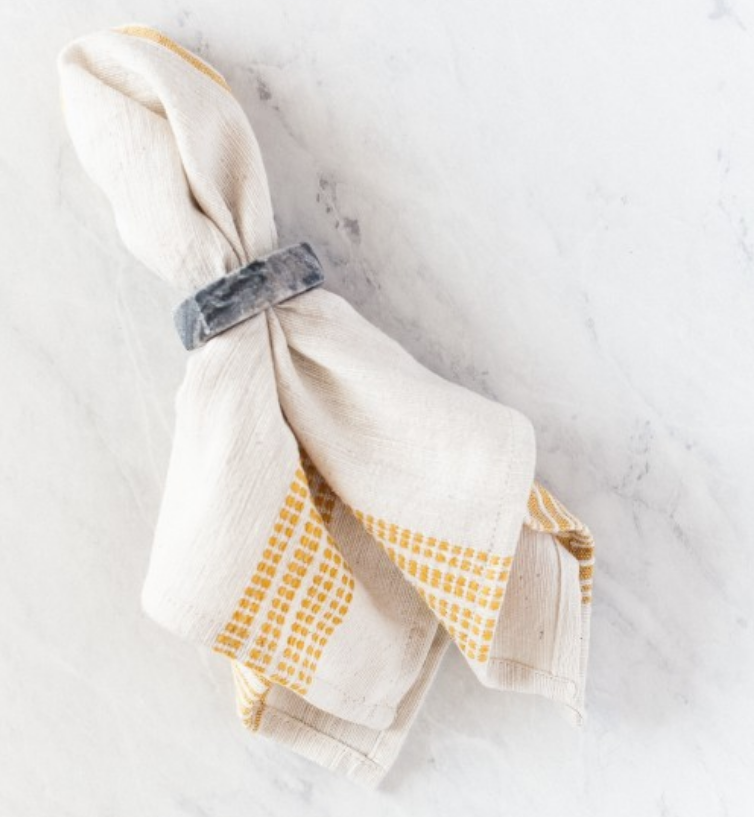 Set of 4 Hand Woven Ethiopian Cotton Dinner Napkins, Eco-Friendly, Fair Trade