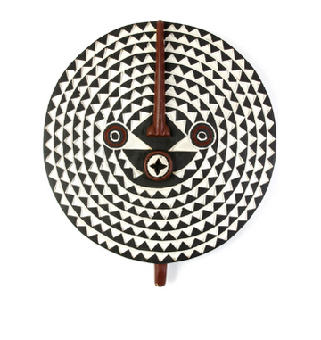 Large Hand Carved Wooden African Sun Mask from Ghana, Fair Trade