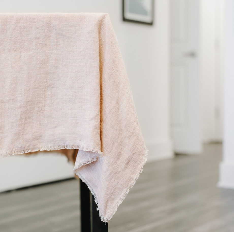 Stone Washed Linen Tablecloth 84 x 60 (Rose, Grey, Blush, Navy)  Eco-Friendly, Fair Trade