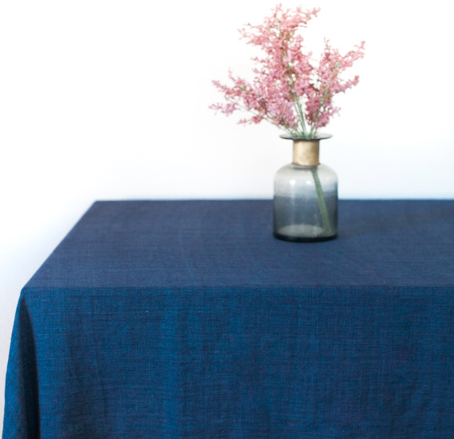 Stone Washed Linen Tablecloth 84 x 60 (Rose, Grey, Blush, Navy)  Eco-Friendly, Fair Trade