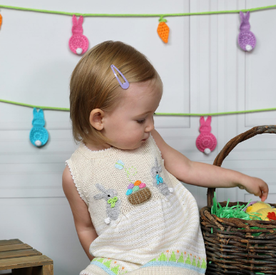 Hand Knit Baby / Toddler Easter Dress With Bunnies, Fair Trade
