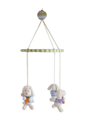 Bunny Rabbit Nursery Mobile, Handmade, Fair Trade