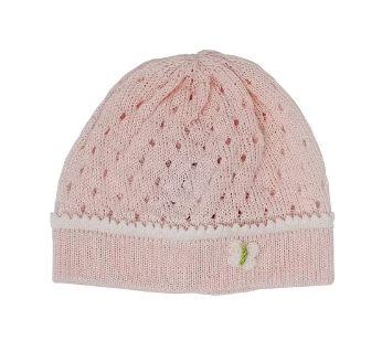 Hand Knit Pink Easter Baby / Toddler Hat With a Butterfly, Fair Trade
