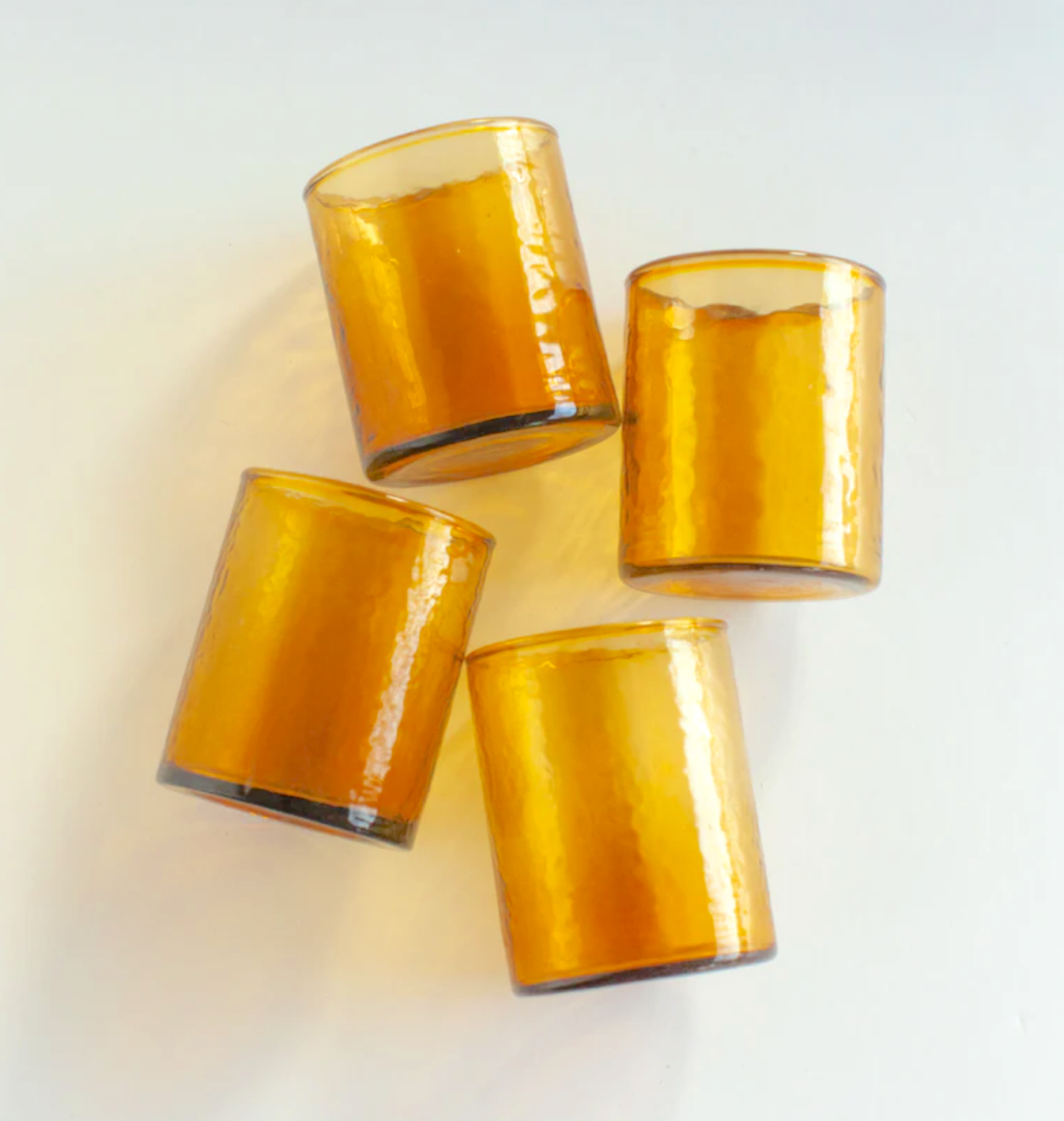 Handblown Hammered Glasses, Set of 4, Recycled, Lead Free, Fair Trade