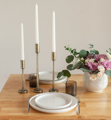 Hand-Forged Iron Candle Sticks - Set of 3, Black or Brass, Fair Trade from India