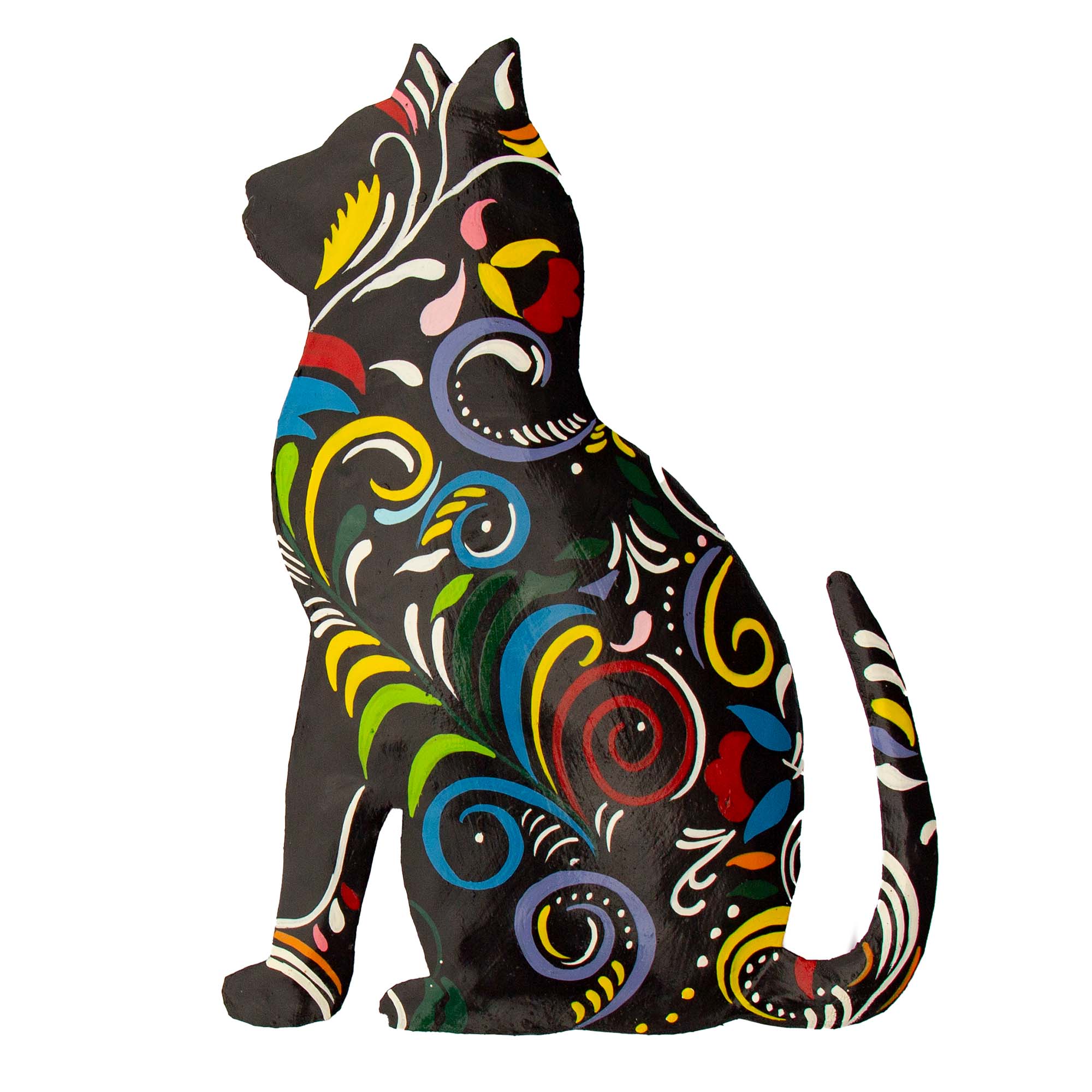 Hand Crafted Cat Wall Art made from Steel Drums, Hand Painted, Fair Trade, Haiti , 14.5 inch