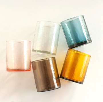 Handblown Hammered Glasses, Set of 4, Recycled, Lead Free, Fair Trade