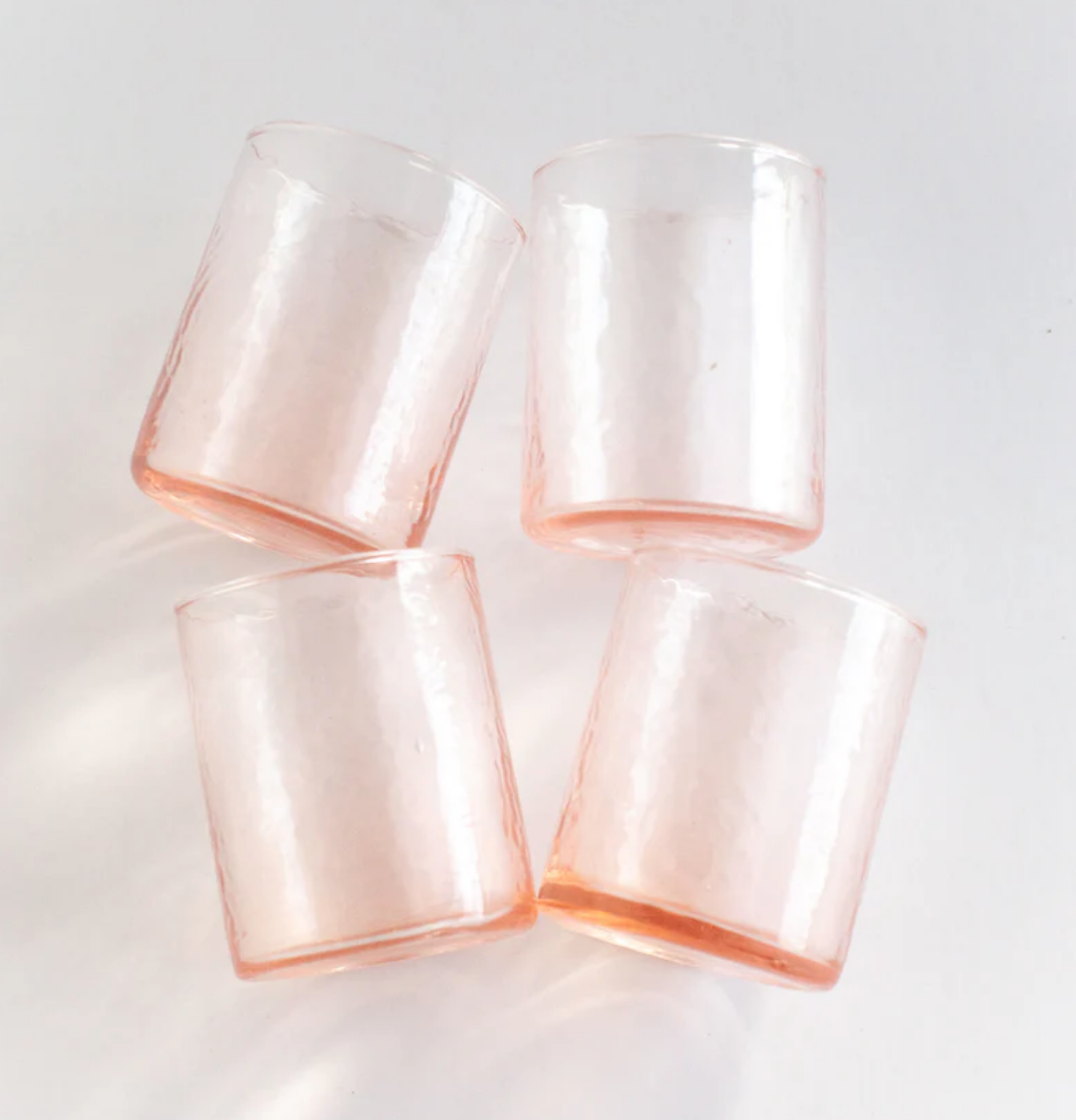 Handblown Hammered Glasses, Set of 4, Recycled, Lead Free, Fair Trade