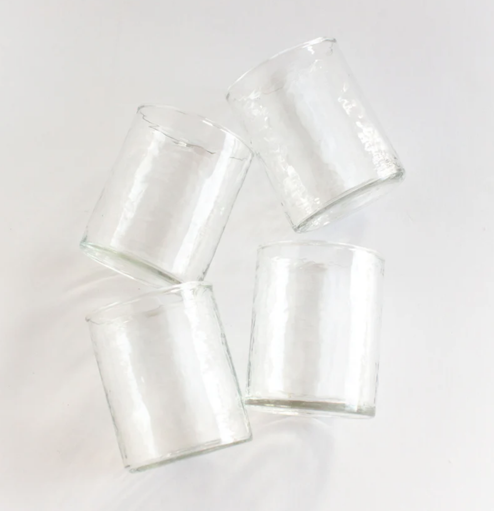 Handblown Hammered Glasses, Set of 4, Recycled, Lead Free, Fair Trade