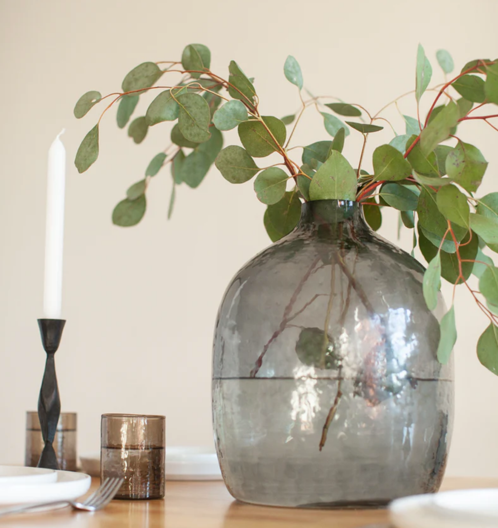 Large Handblown Glass Hammered Vase, Recycled, Fair Trade, India