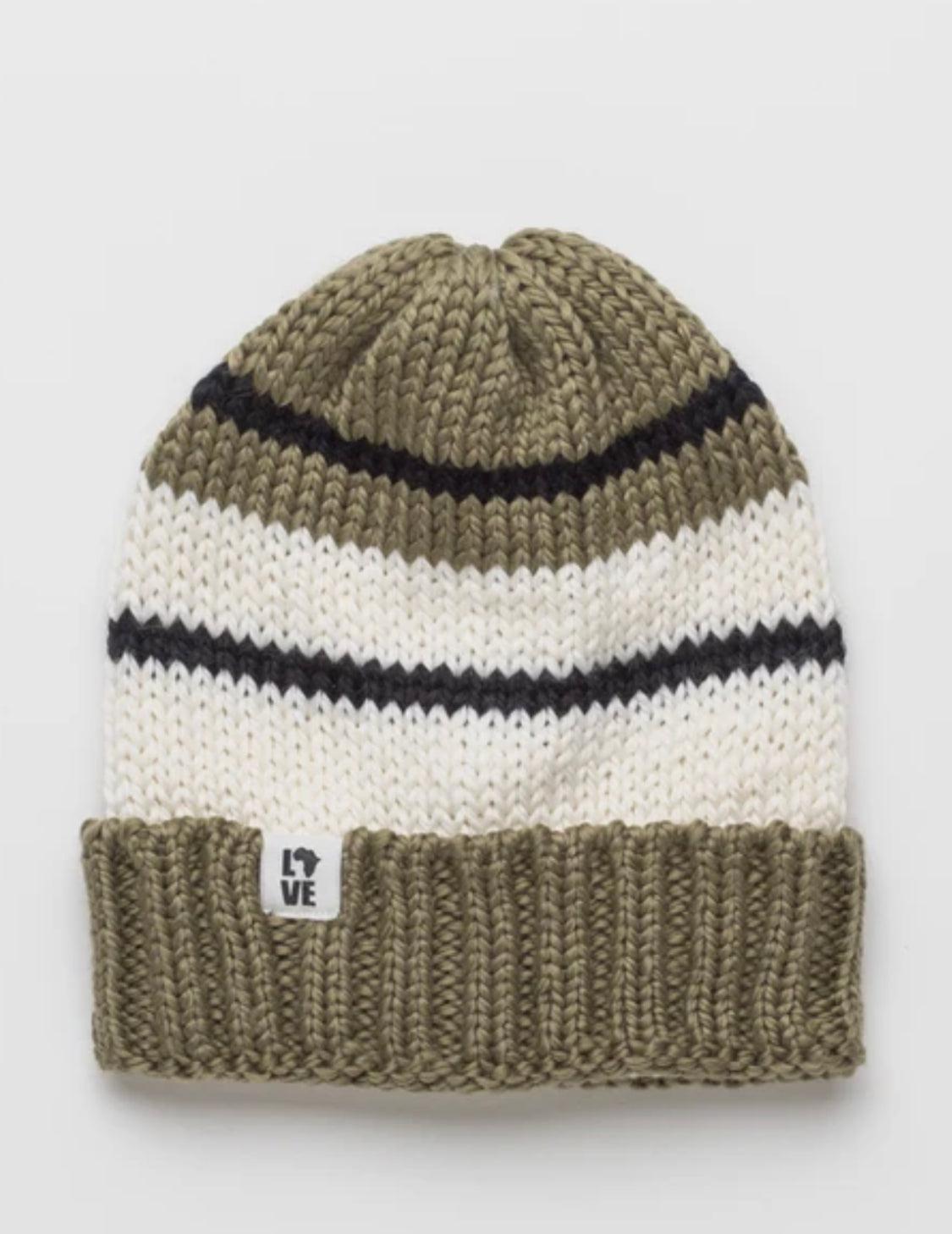 Hand Knit Striped Kids Beanie Hat-Fair Trade, Uganda