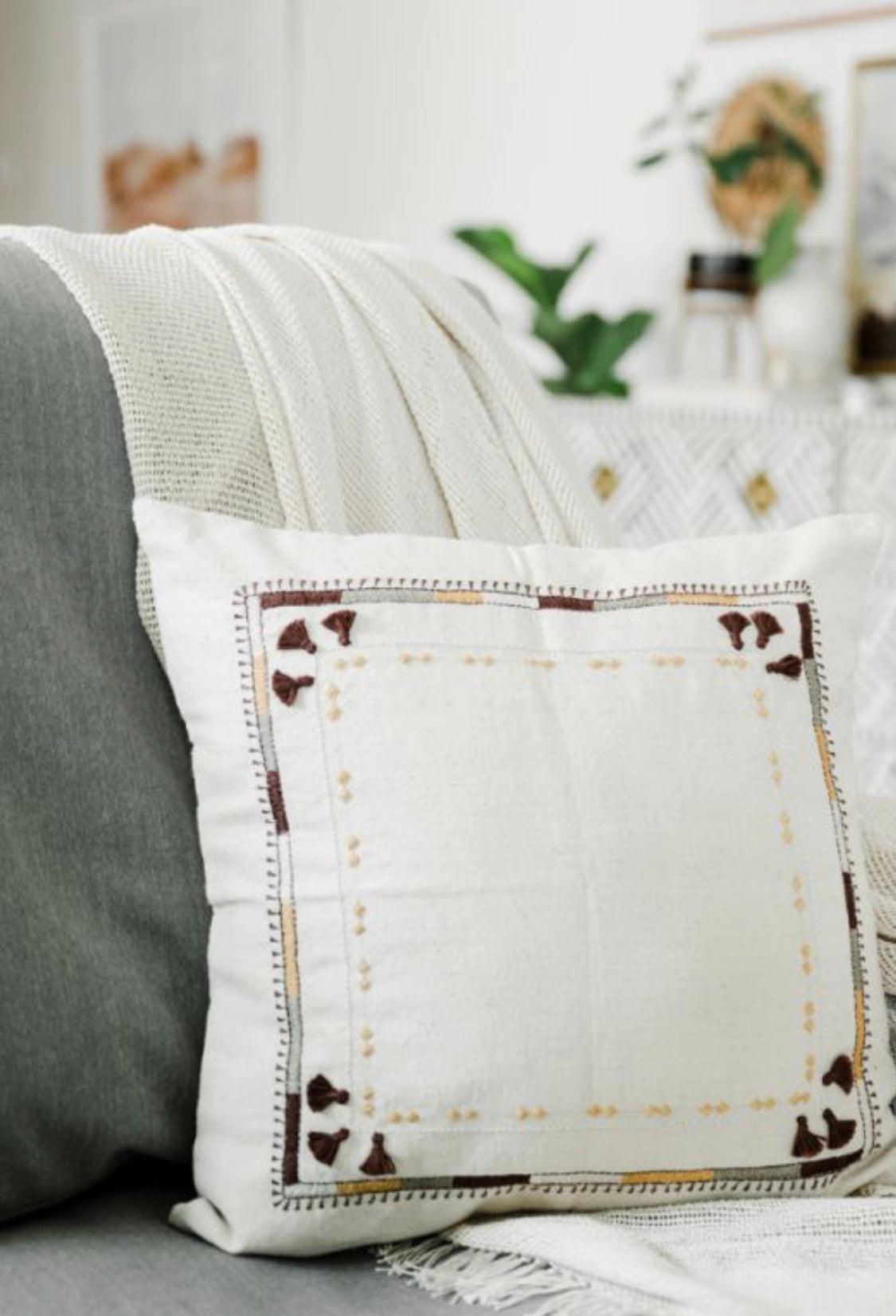 Copy of Hand loomed Organic cotton embroidered Pillow, Eco-Friendly, Fair Trade