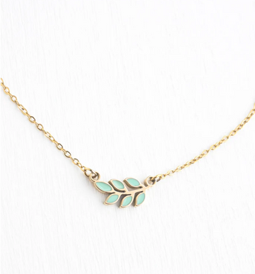 Gold Mint Leaf Necklace -  Give freedom, careers & education to exploited women and girls! (Copy)