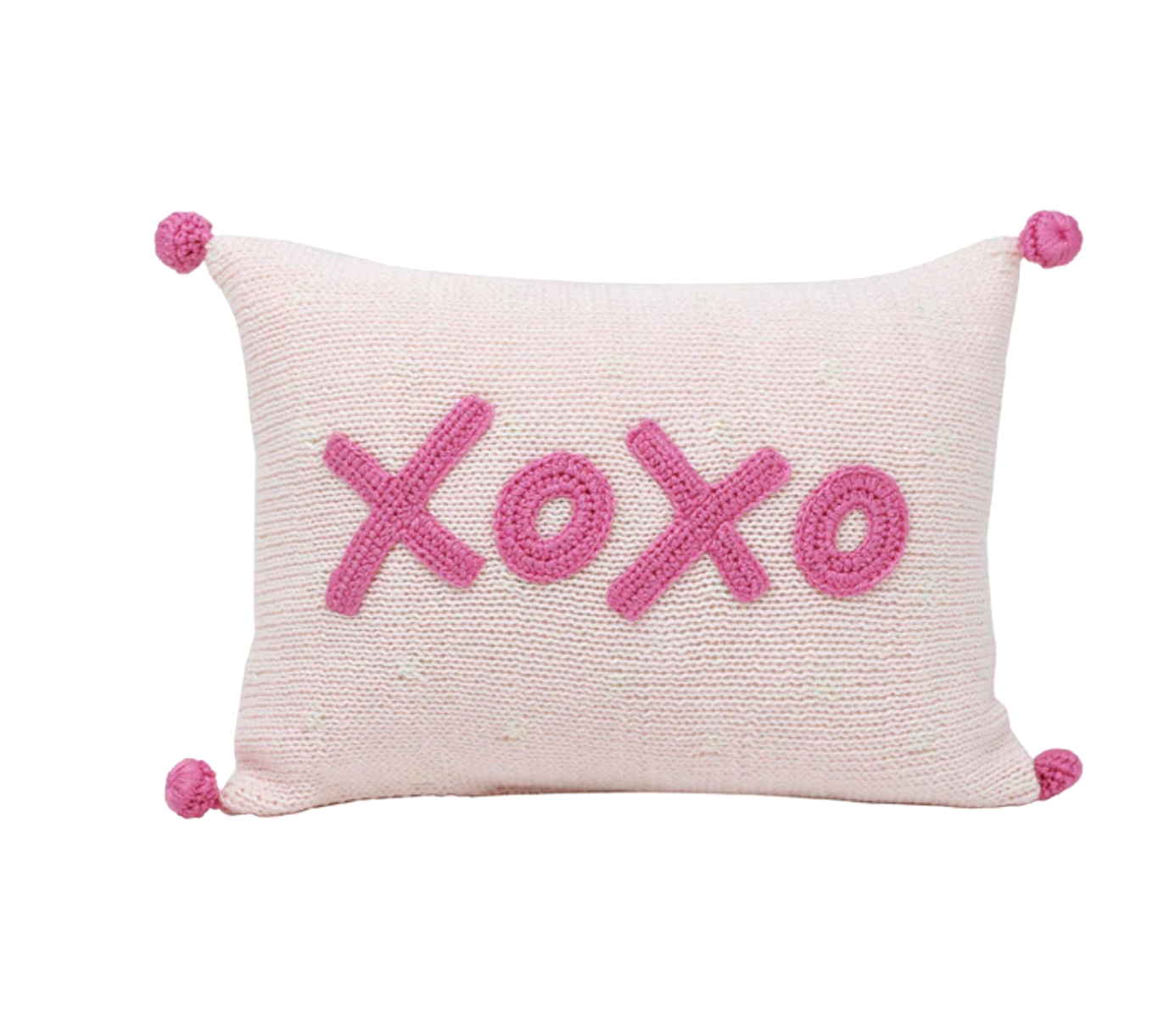 Hand Knit XO XO Mini Pink Valentine or Baby Pillow, Fair Trade from Armenia