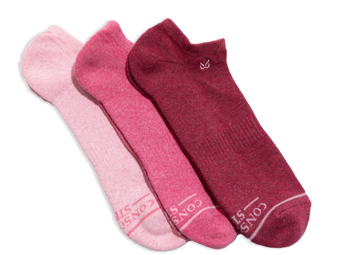 Three Pairs of Short Organic Ankle Socks that Support Women's Self Checks-Recycled