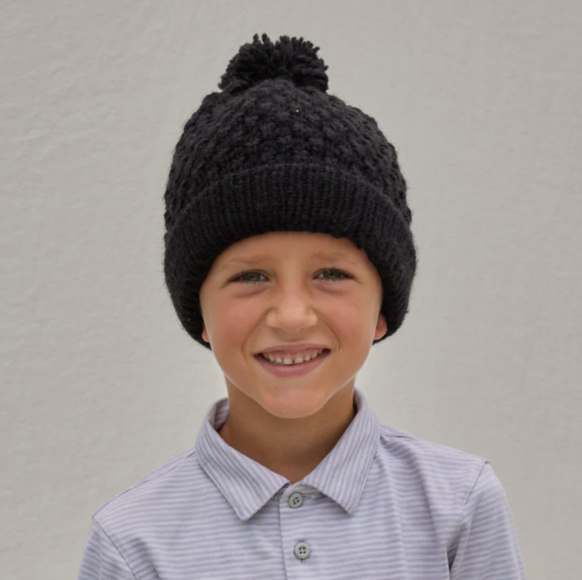 Hand Knit Toddler and Child Pom Beanie Hat, Fairtrade, Uganda