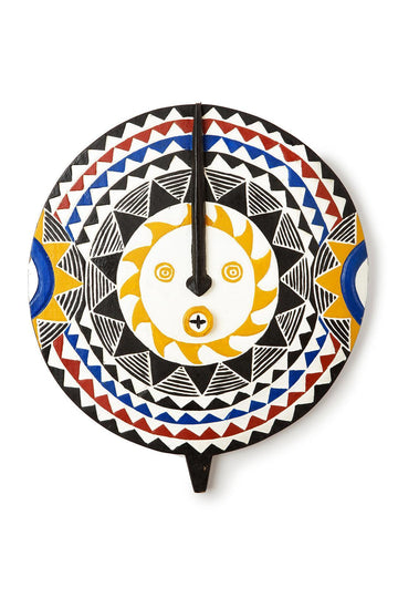 Large Handmade African Hunu Decorative Wooden Sun Wall Mask, Fair Trade, Ghana