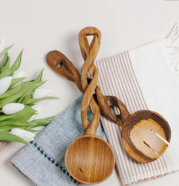 Olive Wood Salad Server Utensils, Fair Trade and Sustainably Harvested