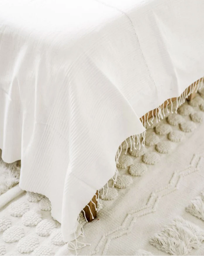 Hand Woven Ethiopian Cotton Lightweight Queen Blanket, Navy,- Eco-Friendly, Fair Trade